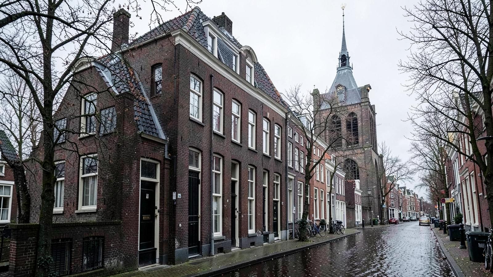 The canal house facade of the Anne Frank House museum on the Prinsengracht